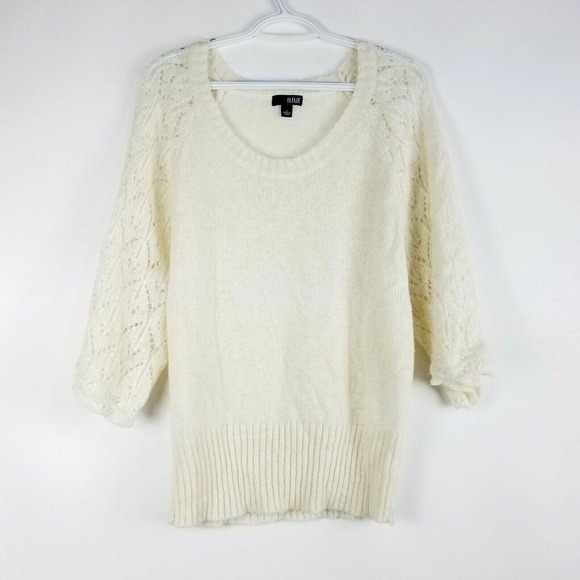 Ana A New Approach Women's Sweater Size‎ L White Gold Metallic Thread Crochet - Picture 1 of 6